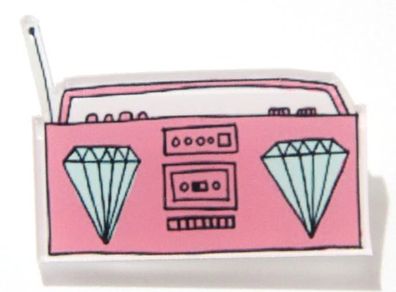 Pink cassette brooch