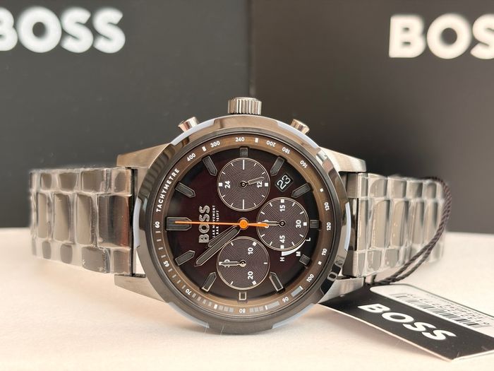 BOSS by Hugo Boss Grey Steel Olive Green Dial Solar-Chronograph Men's Watch - 1514034
