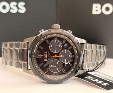 BOSS by Hugo Boss Grey Steel Olive Green Dial Solar-Chronograph Men's Watch - 1514034