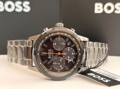BOSS by Hugo Boss Grey Steel Olive Green Dial Solar-Chronograph Men's Watch - 1514034