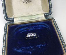 9ct Gold 1 Carat Tanzanite Trilogy Ring. Size N