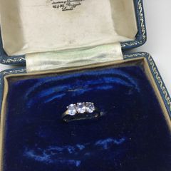 9ct Gold 1 Carat Tanzanite Trilogy Ring. Size N