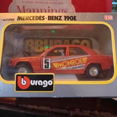 Bburago 1:24 scale diecast model Mercedes Benz 190E,  'Monroe' rally version, in box.