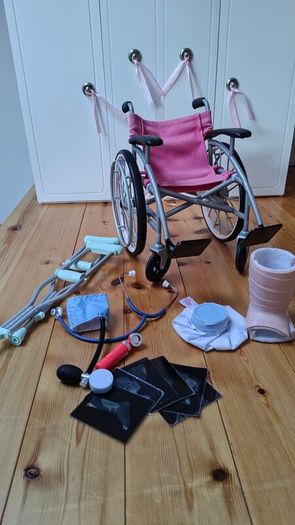 Our Generation Doll Heals on Wheels hospital wheelchair set with all accessories
