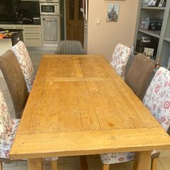 Heavy Pine Kitchen or Dining Room Table with 6 Chairs