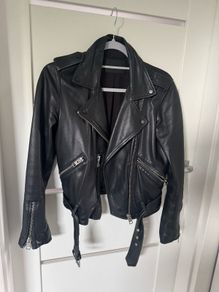 AllSaints Balfern Black Leather Biker Jacket Size8