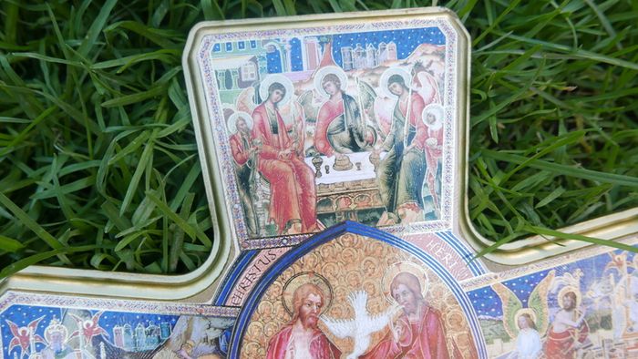 Cross. Crucifix Jesus Christ Decoupage Crucifix Wooden Scenes of His Life wall 15,4" x 11"