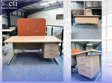 Urban Oak Office Desks With Fixed Drawers NEW