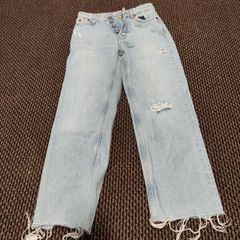 Pull&Bear Light Blue Denim Distressed Cut Style