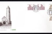 1986 Ireland Architecture Definitive Stamp (Third) Series (32p St MacDara's Church, St. Mac Dara's Island, Galway &amp; 39p Cormac's Chapel) Gutter Pairs An Post First Day Cover (FDC)