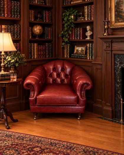 Chesterfield burgundy leather armchair
