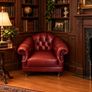 Chesterfield burgundy leather armchair Image 4