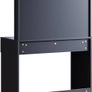 dressing table with stool, illuminated mirror, drawers, cosmetic table with 12 lights, 10 adjustable brightness, 3 colors, dressing table chest of drawers for bedroom, black, 80x40x140cm. Image 9