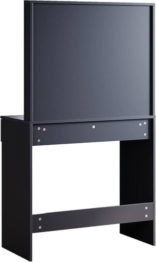 dressing table with stool, illuminated mirror, drawers, cosmetic table with 12 lights, 10 adjustable brightness, 3 colors, dressing table chest of drawers for bedroom, black, 80x40x140cm.