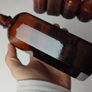 316 - Set of 9 Different Sizes Amber Glass Collectible Decorative Bottles and Jars Image 2