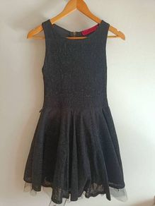 Boohoo Black Textured Fit & Flare Dress