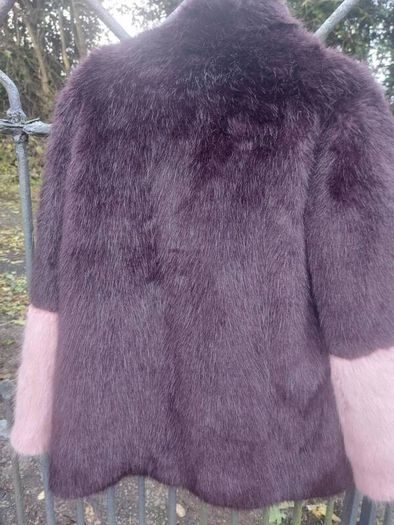 Burgundy faux fur coat (free post)