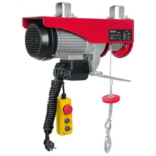 998 kg Lifting Capacity, 1600W 220V Electric Steel Wire Winch with 427 cm Wired Remote Control, 1219 cm Single Cable Lifting Height
