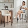 Set of 2 Bar Stools with Backrest and Footrest Padded Steel Legs Beige Image 3