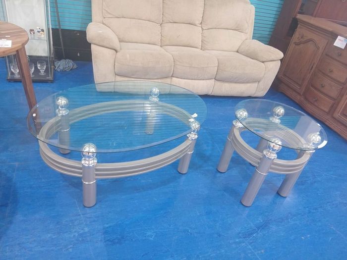 glass coffee table and side table