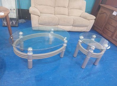 glass coffee table and side table