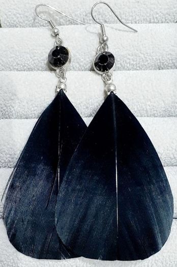 Black Feather Earrings/Holiday Earrings/Summer Earrings