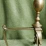 Antique Victorian Brass Fire Side Dogs - Lion Head Brass Fire Dogs Image 8