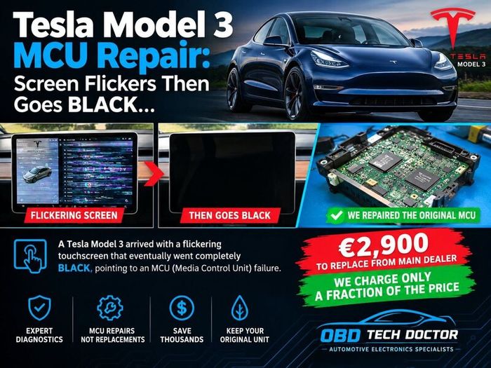 Tesla Model 3 Mcu Repair  Black Screen