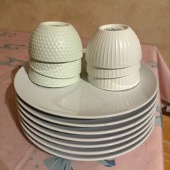Unused Crockery set - Plates & Bowls (White, Modern design)