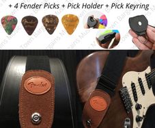 Guitar Strap Fender + 4 Picks 1Pick Holder1Keyring