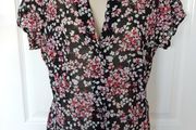 M &amp; S Black Floral Top Size 14