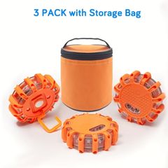 3pcs LED Road Signal Emergency Light Group -9 Lighting Modes, Strong Magnetic Hook