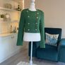 Green Tweed Textured Weave Jacket with Gold Buttons from Zara Image 3