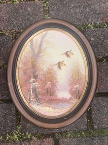 Oil painting framed signed pheasants free postage