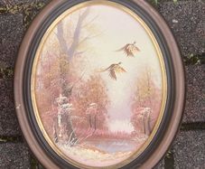 Oil painting framed signed pheasants free postage