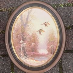 Oil painting framed signed pheasants free postage