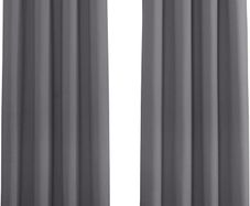 MULTIPLE SIZES AVAILABLE Grey Blackout Curtains - Super Soft Curtains for Bedroom Eyelet Curtains 46 x 54-inch Drop Noise Reduce Curtains for Living Room/Home Office, 2 PCs, Grey (FREE SHIPPING)