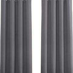 MULTIPLE SIZES AVAILABLE Grey Blackout Curtains - Super Soft Curtains for Bedroom Eyelet Curtains 46 x 54-inch Drop Noise Reduce Curtains for Living Room/Home Office, 2 PCs, Grey (FREE SHIPPING)