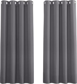 MULTIPLE SIZES AVAILABLE Grey Blackout Curtains - Super Soft Curtains for Bedroom Eyelet Curtains 46 x 54-inch Drop Noise Reduce Curtains for Living Room/Home Office, 2 PCs, Grey (FREE SHIPPING)