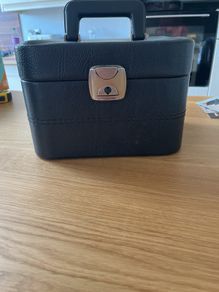 Navy leather vanity case