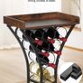 15 Bottle Wine Rack,Iron Freestanding Floor Wine Holder, Mini Bar Stand Liquor Cabinet with Wood Tabletop, For Home Bar,Kitchen,Living Room,Dining Room Image 4