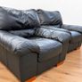 Black Leather Sofa & 2 Armchairs  FREE Delivery Image 2