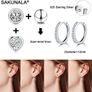 925 Sterling Silver Stud Earrings for Women Girls, Hypoallergenic Silver Hoop Earrings and Stud Earrings Set, Small Cartilage Cubic Zirconia Hoops Earrings, Earring Set for Multiple Piercings Image 2