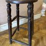 Antique Victorian Elm Stool with Hand Hole, Tall, Turned Legs Image 2