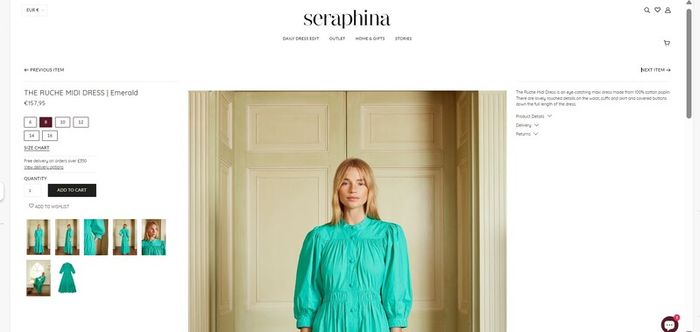 SERAPHINA The Floral Smock Dress with pockets Sz M (Fit 12-14UK) - Rrp 155 (New)
