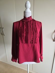 zara deep red blouse uk 10