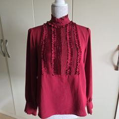 zara deep red blouse uk 10