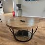 Round Coffee Table, Industrial 2-Tier Circle Coffee Table with Storage Shelves Image 6