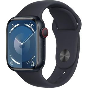 Apple Watch Series 9 GPS, 45mm Midnight Aluminium Case with Storm Blue Sport Band - S/M