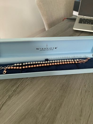 Newbridge Rodium Plate Small Bead Bracelet x 2